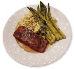 Honey Glazed Chile Herb Crusted Salmon Dinner